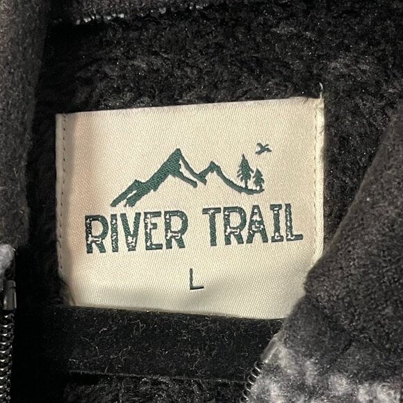 River Trail Mens Black & White Plaid Fleece Lined Hoodie Jacket - Large - NWT - Picture 4 of 6